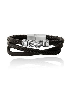 Lucky Brand Stainless Steel (316L) Knot 3-Row Bracelet - Black