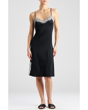 Natori Peony Enchant Nightgown - Black