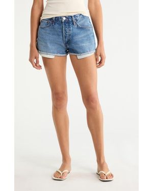 RE/DONE Daisy Cuffed Denim Shorts - Blue