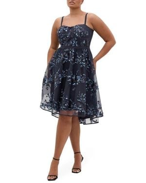 City Chic Ambrosia Lace Fit & Flare Dress - Blue