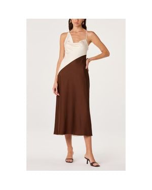 Astr Amiyah Colorblocked Midi Dress - Brown