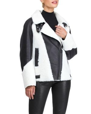 Gorski Genuine Shearling Asymmetrical Zip Jacket - Multicolor