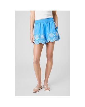 French Connection Alissa Embroidered Cotton Shorts - Blue