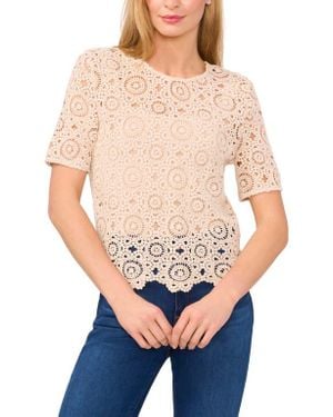Ted Baker Short Sleeve Open-Stitch Top - White