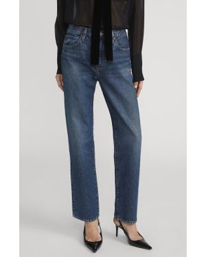 FRAME The Hang High Waist Ankle Straight Leg Jeans - Blue