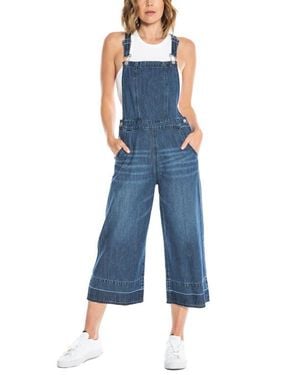Juicy Couture Release Hem Crop Wide Leg Nonstretch Denim Overalls - Blue