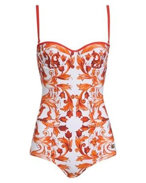 Dolce & Gabbana Majolica Balconette One-Piece Swimsuit - Red