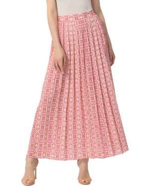 Kimi + Kai Print Box Pleat Maxi Skirt - Pink