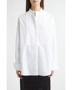 Nackiyé Tux Oversize Cotton Poplin Tuxedo Shirt - White