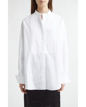 Nackiyé Tux Oversize Cotton Poplin Tuxedo Shirt - White