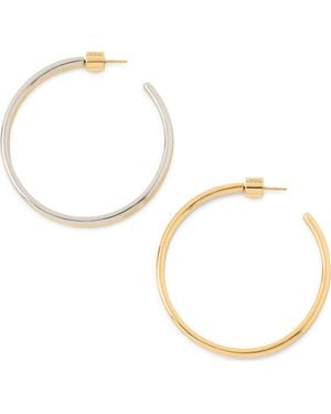 Jennifer Fisher 2-Tone Thread Hoop Earrings - Metallic