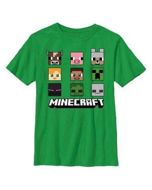 Minecraft Boys' Animated Icon Faces T-Shirt - Green