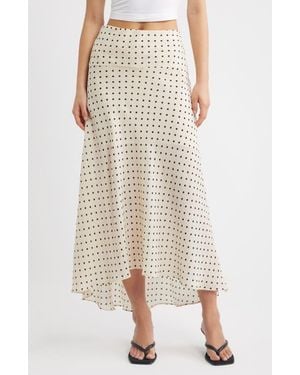 Mango Flippy Polka Dot High-Low Skirt - Natural