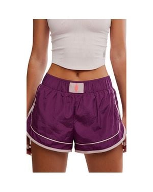 Free People Fp Movement Varsity Blues Water Resistant Athletic Shorts - Purple