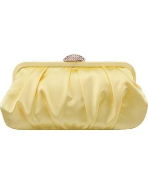 Nina Concord Pleated Satin Frame Clutch - Yellow