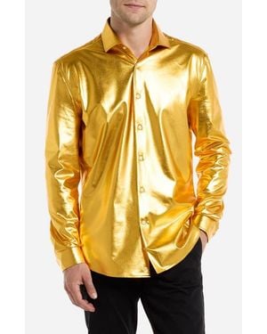 Opposuits Groovy Modern Tailored Fit Button-Up Shirt - Metallic