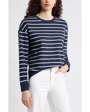 Caslon Stripe Pullover Sweatshirt - Blue