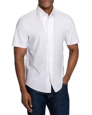 Brooklyn Brigade Solid Mapleton Luxe Cross Dyed Short Sleeve Shirt - White