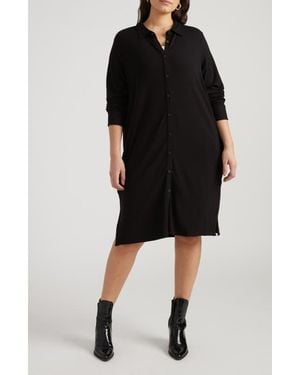 UNIVERSAL STANDARD Sally Long Sleeve Shirtdress - Black