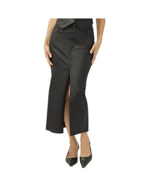Silver Jeans Co. Front Slit Denim Midi Skirt - Black