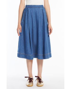 Weekend by Maxmara Pleated Denim Skirt - Blue