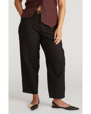 UNIVERSAL STANDARD Lou High Waist Barrel Linen Blend Jeans - Black