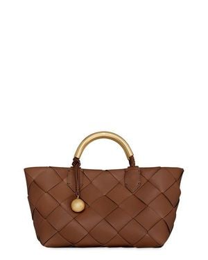 Rebecca Minkoff Mini Frankie Woven Leather Tote - Brown