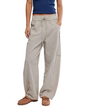 Free People Something Good Pinstripe Cotton Drawstring Pants - Gray
