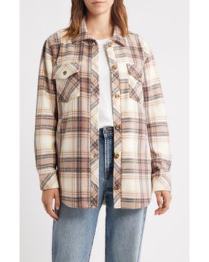 Thread & Supply Plaid Polar Fleece Shacket - Natural