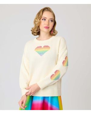 Unique Vintage Long Sleeve Sweater - White