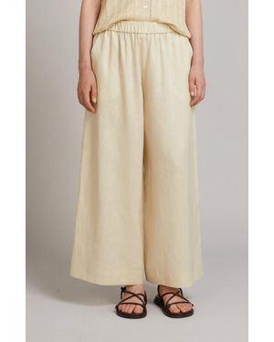 MM by Max Mara Canneti Wide Leg Linen Canvas Pants - Natural