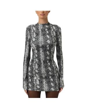 Naked Wardrobe Print Long Sleeve Body-Con Minidress - Black