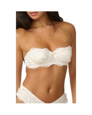 KAT THE LABEL Cinderella Lace Trim Underwire Strapless Satin Bra - Brown