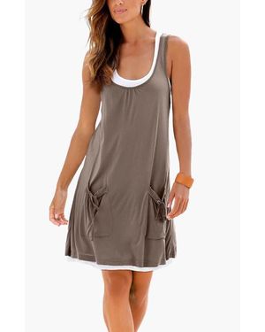 Lascana Layered Look Dress - Brown
