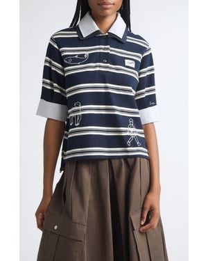 Sea Mina Double Layer Polo Top - Blue