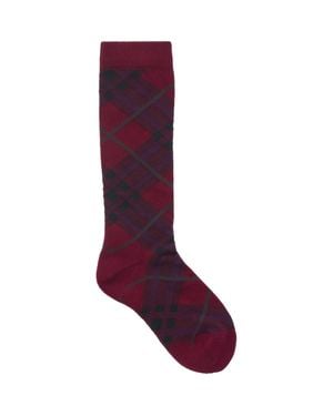 Burberry Check Cotton Blend Socks - Purple