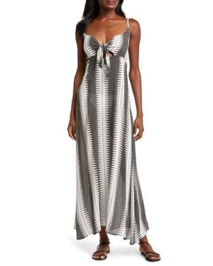 Elan Cutout Tie Front Maxi Cover-Up Sundress - Multicolor