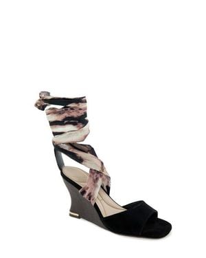 Kenneth Cole Fabia Ankle Wrap Wedge Sandal - Black