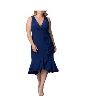 Kiyonna Laguna Sleeveless Wrap Dress - Blue