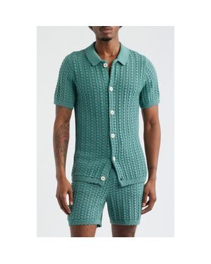 MAVRANS Salt Water Knit Button-Up Shirt - Green