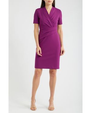Anne Klein Pleated Scuba Crepe Dress - Purple