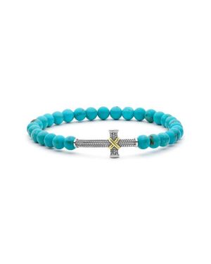 Lagos Anthem Cross Beaded Stretch Bracelet - Blue