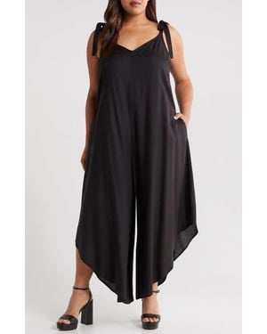 Vince Camuto Tie Strap Crop Wide Leg Jumpsuit - Black