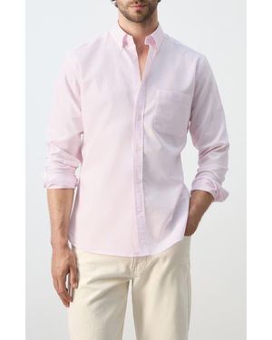 Mango Regular Fit Oxford Button-Down Shirt - Pink