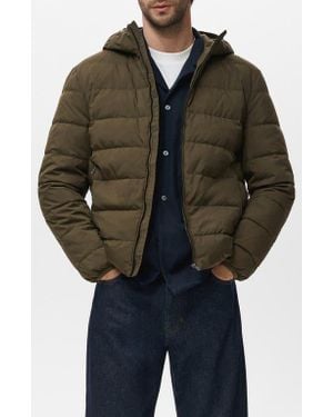 Mango Water Repellent Quilted Down Hooded Jacket - Black