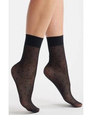 Nordstrom Everyday Sheer Dot Ankle Socks - Black