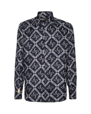 Billionaire Silk Cut Shirt Bb Monogram - Blue