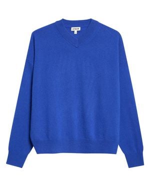 STAUD Spencer Cashmere V-Neck Sweater - Blue