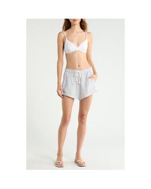 Left On Friday Getaway Linen Cover-Up Shorts - White