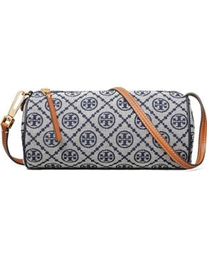 Tory Burch T Monogram Jacquard Cylinder Shoulder Bag - Blue